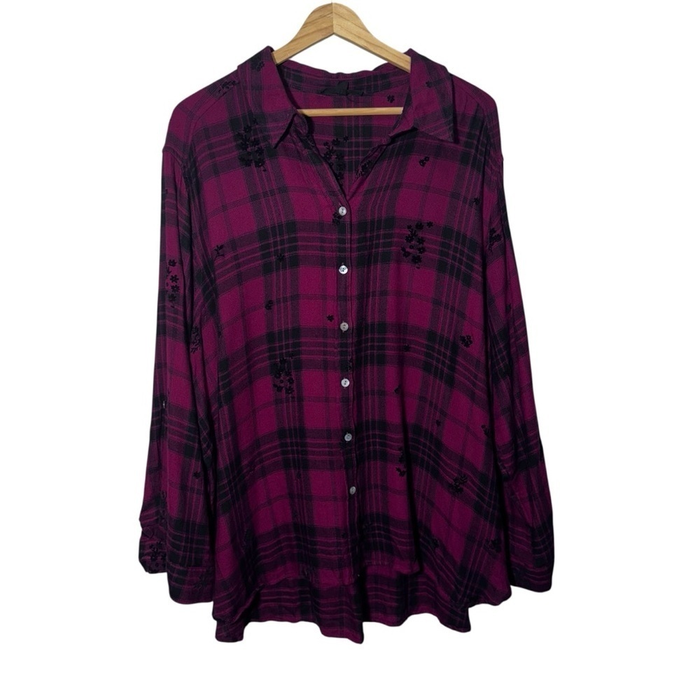 Jane and Delancey Red & Black Plaid Button Down Shirt